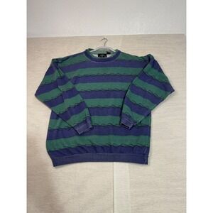 Vintage Santana Striped Crewneck Sweatshirt XL Green Purple Embroidered Retro
